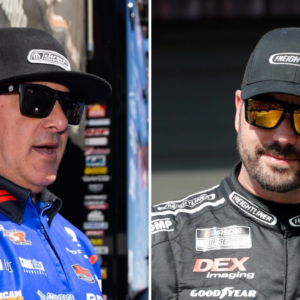 (L-R) Former NASCAR Cup Series driver Tony Stewart and current Cup Series racer Josh Berry.