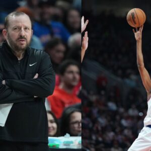 Tom Thibodeau (L), Mikal Bridges (R)