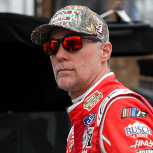 Apr 29, 2023; Dover, Delaware, USA; NASCAR Cup Series driver Kevin Harvick (right) talks with his crew chief Rodney Childers (left) on pit road during practice and qualifying for the Wurth 400 at Dover Motor Speedway. Mandatory Credit: Matthew OHaren-Imagn Images