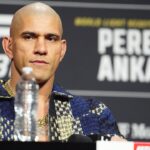 Alex Pereira speaks with the press and the spectators for UFC313 - Pereira vs Ankalaev at Mandalay Bay on March 6, 2025 in Las Vegas, Nevada