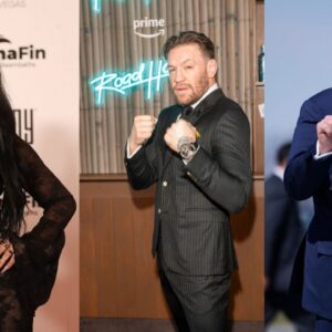 Nina Marie Daniele (L), Conor McGregor (C), Donald Trump (R)