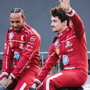 Leclerc and Hamilton at Scuderia Ferrari HP Drivers Presentation in Milan Milan