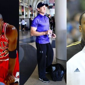 Michael Jordan (L), Skip Bayless (C), Gilbert Arenas (R)