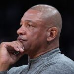 Milwaukee Bucks head coach Doc Rivers looks on in the first half against the Orlando Magic at Fiserv Forum.