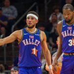 Kevin Durant and Devin Booker NBA: Portland Trail Blazers at Phoenix Suns