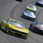 Mar 16, 2025; Las Vegas, Nevada, USA; NASCAR Cup Series driver Joey Logano (22) leads a group during the Pennzoil 400 at Las Vegas Motor Speedway. Mandatory Credit: Gary A. Vasquez-Imagn Images