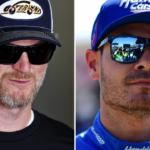 (L-R) Former NASCAR Cup Series driver Dale Earnhardt Jr. with current HMS driver Kyle Larson.