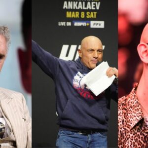 Jordan Peterson (L), Joe Rogan (C), Andrew Tate (R)