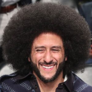 Former NFL quarterback Colin Kaepernick watches game two of the 2024 WNBA Semi-finals between the Las Vegas Aces and the New York Liberty at Barclays Center.