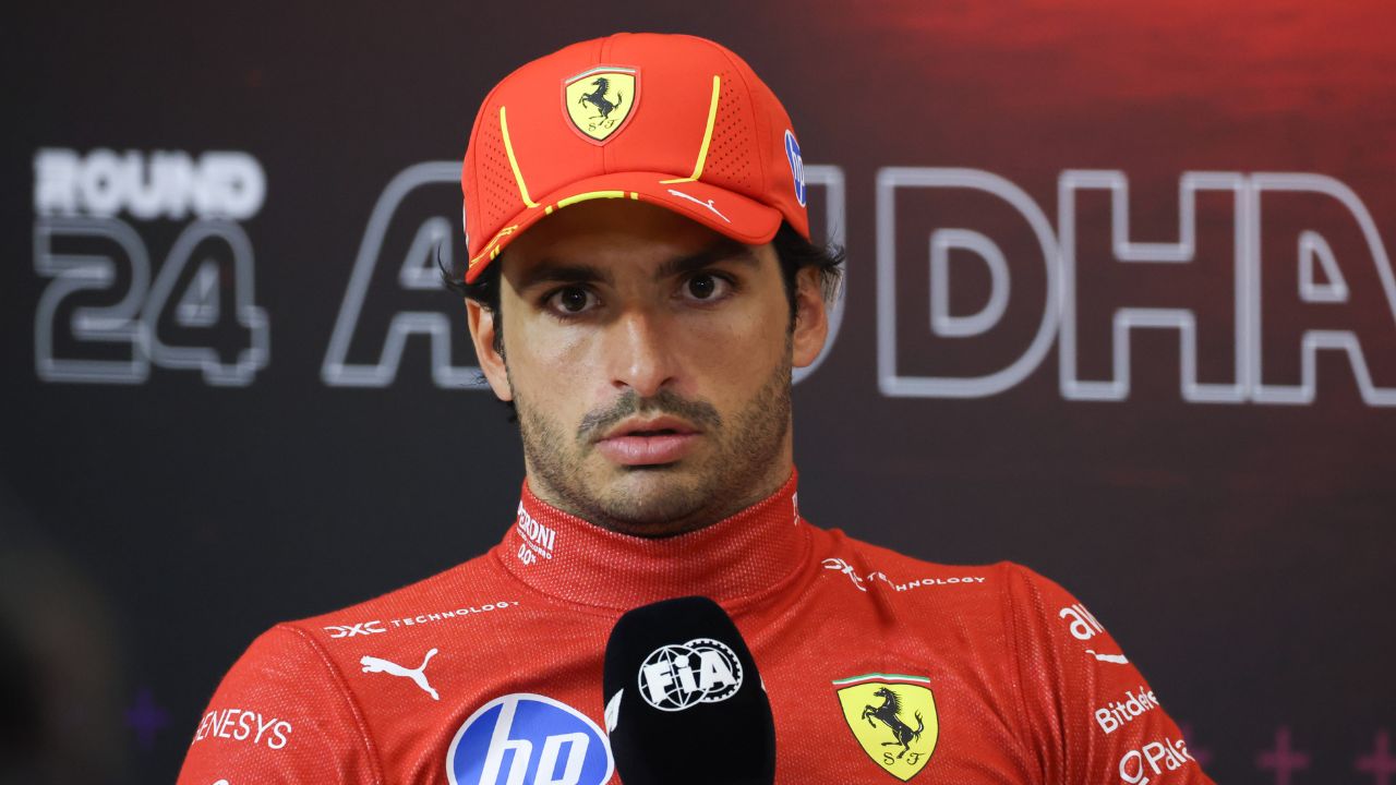 Carlos Sainz of Ferrari attends a press conference, PK, Pressekonferenz after Formula 1 Abu Dhabi Grand Prix at Yas Marina Circuit on December 8th, 2024 in Abu Dhabi, United Arab Emirates