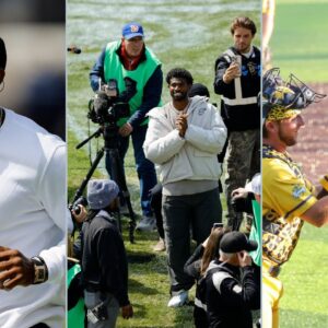 Colorado Buffaloes Head Coach Deion Sander, Shedeur Sanders and Travis Hunter