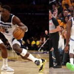 (L) Rui Hachimura, Anthony Edwards (R) Draymond Green