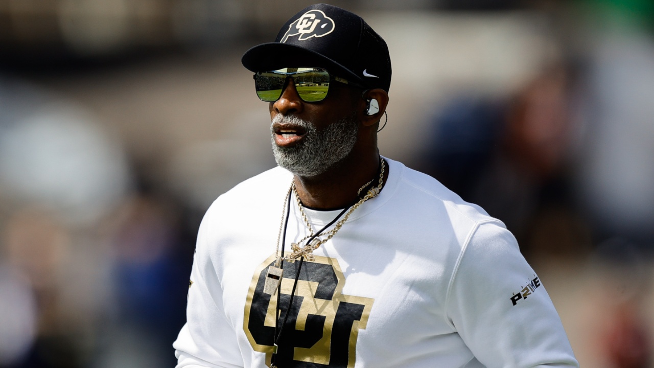 Apr 19, 2025; Boulder, CO, USA; Colorado Buffaloes head coach Deion Sanders before the spring game at Folsom Field.