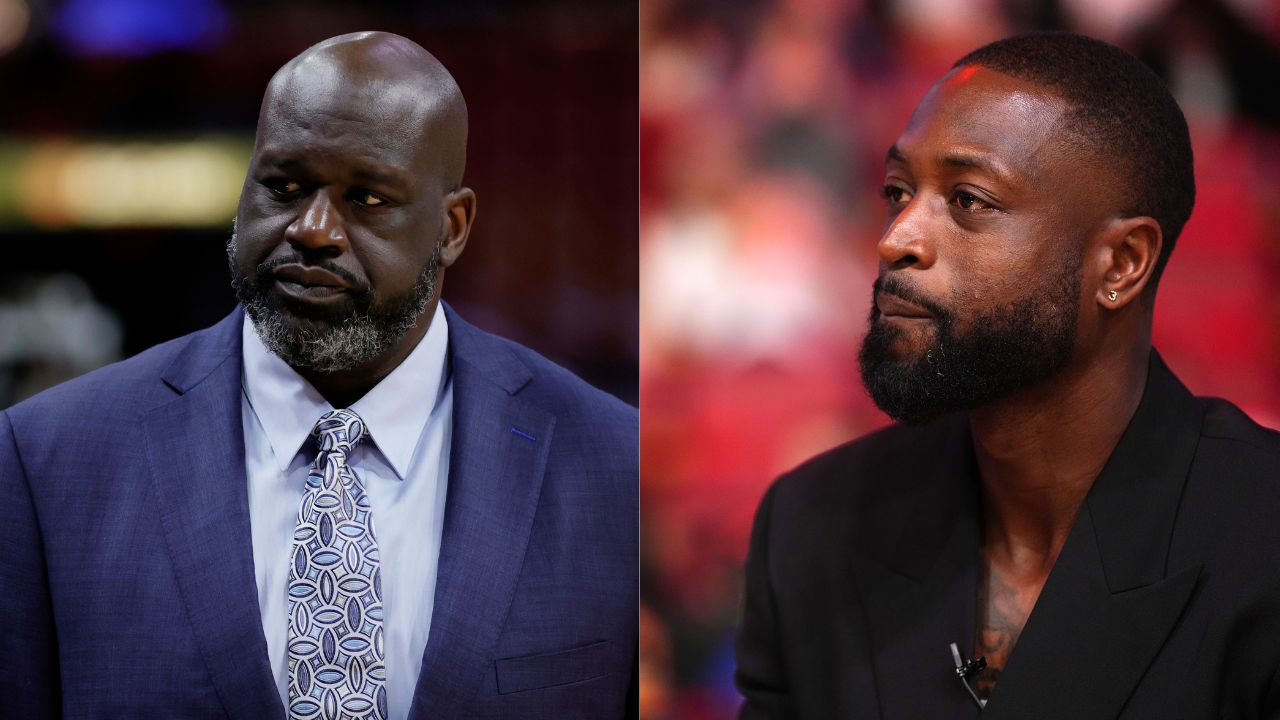 Shaquille O'Neal (L) and Dwyane Wade (R)