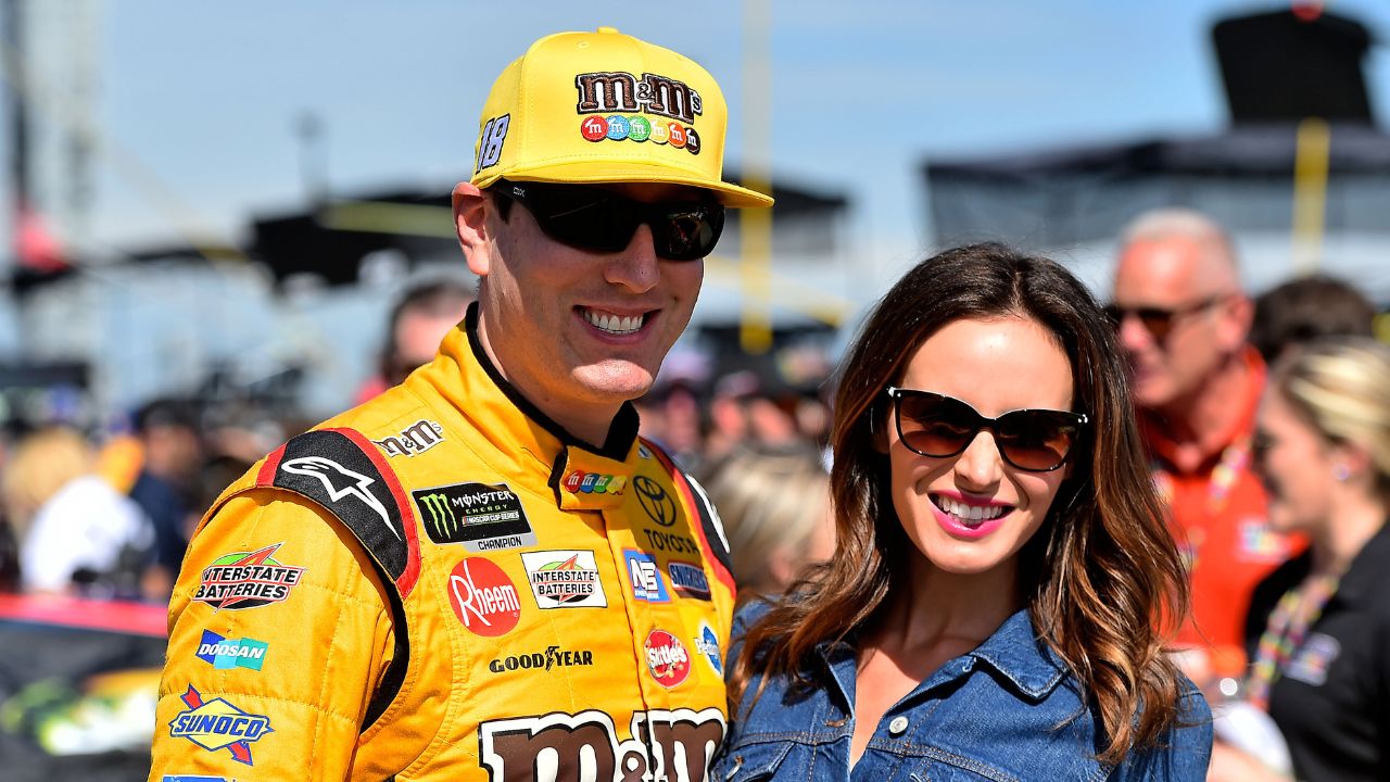 Kyle Busch and his wife Samantha prior to the start of the 2018 1000Bulbs.com at Talladega Superspeedway.