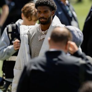 Colorado Buffaloes former player Shedeur Sanders before the spring game at Folsom Field.