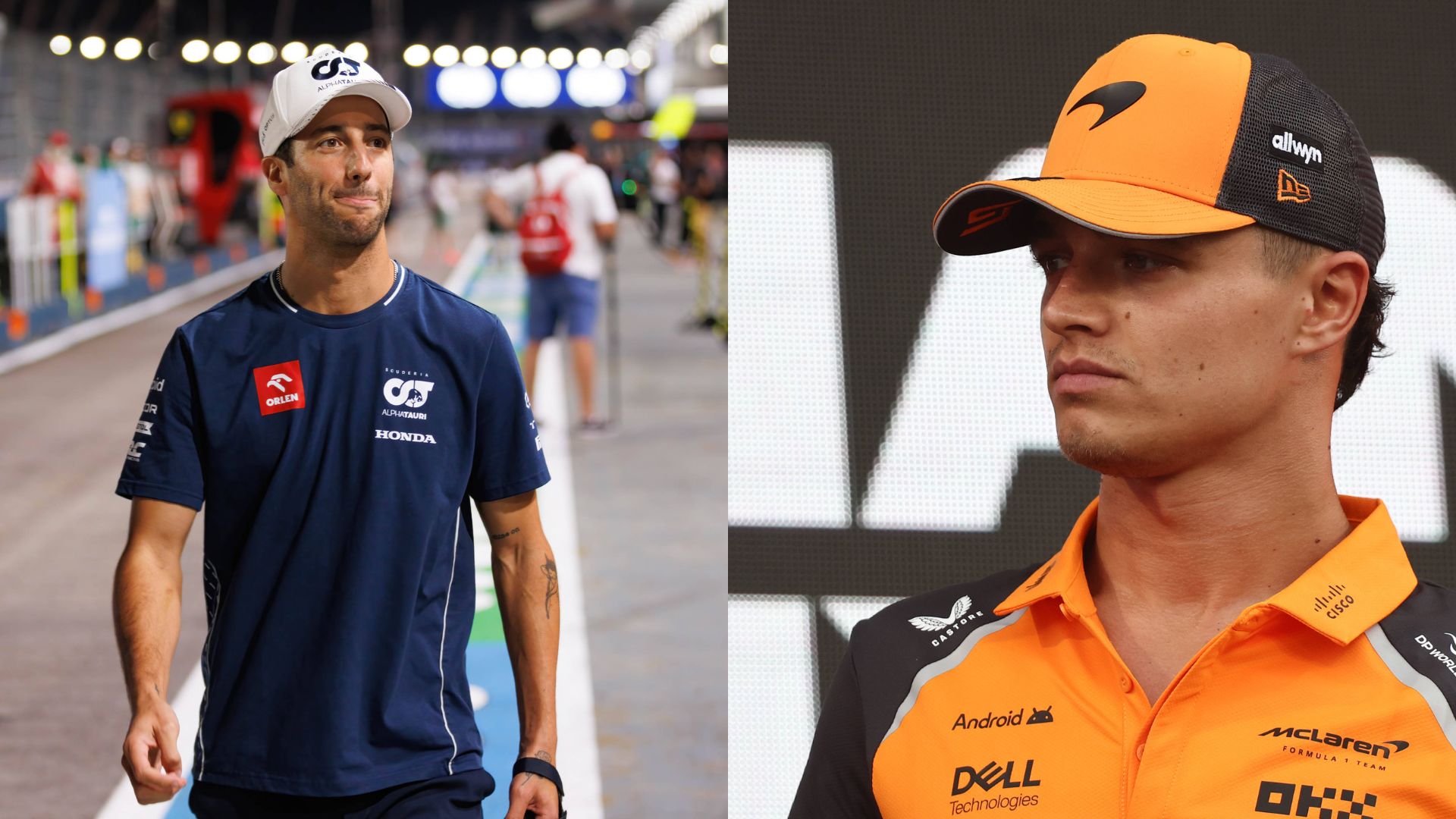Daniel Ricciardo (L) and Lando Norris (R)