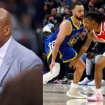 Charles Barkley (L), Stephen Curry of the Golden State Warriors and Ja Morant of the Memphis Grizzlies (R)