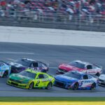 NASCAR Cup Series driver Austin Cindric (2) leads the pack into turn one at Talladega Superspeedway.