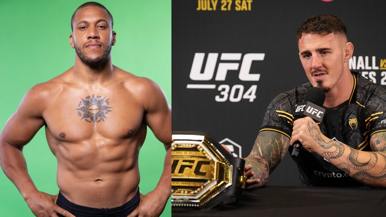 Ciryl Gane (L), Tom Aspinall (R)