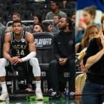 Giannis Antetokounmpo (L), Rachel Nichols (R)