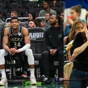 Giannis Antetokounmpo (L), Rachel Nichols (R)