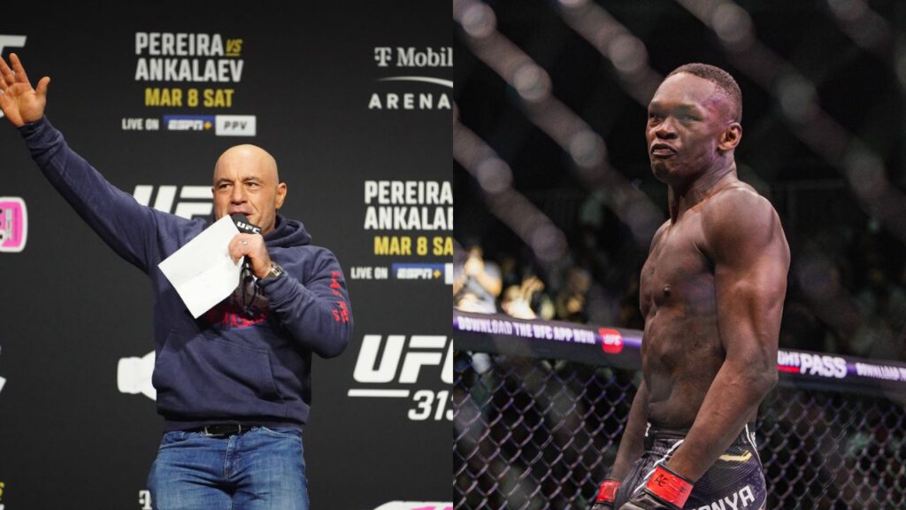 Joe Rogan (L), Israel Adesanya (R)