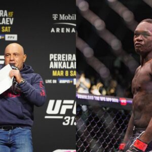 Joe Rogan (L), Israel Adesanya (R)