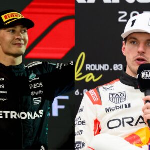 George Russell (L) and Max Verstappen (R)