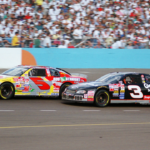 Oct 25, 1998; Avondale, Arizona, USA; NASCAR Winston Cup Series driver Terry Labonte (5) leads Dale Earnhardt Sr (3) during the Dura Lube 500 at Phoenix International Raceway. Mandatory Credit: Mark J. Rebilas-Imagn Images