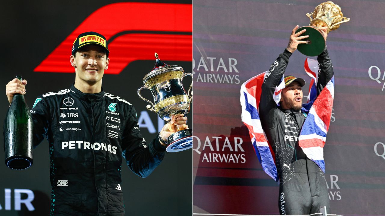 George Russell(L), Lewis Hamilton(R)