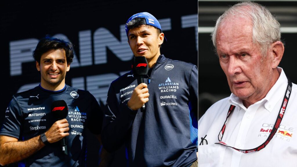Alex Albon and Carlos Sainz(L), Helmut Marko(R)