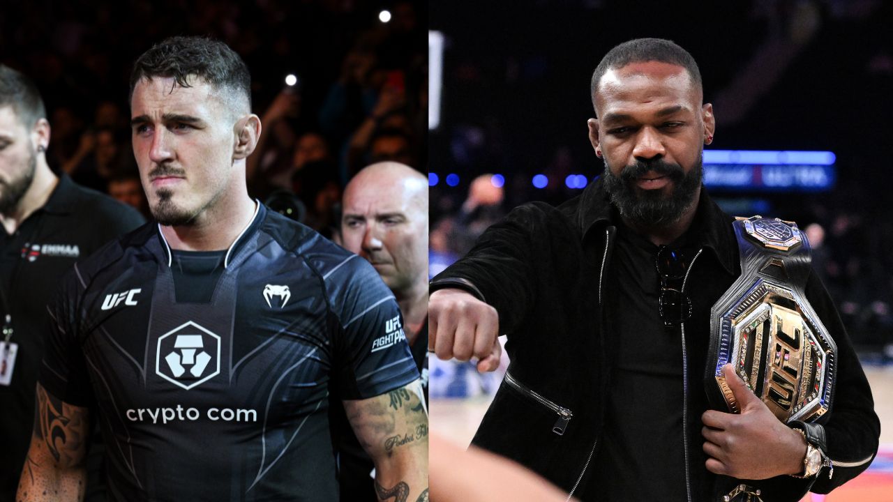 Tom Aspinall (L), Jon Jones (R)