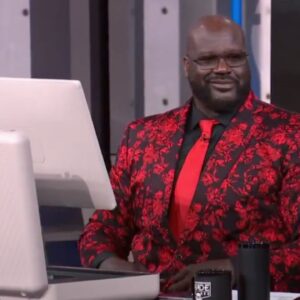 Shaquille O'Neal shows off LG tv-in-a-briefcase