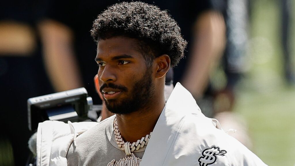 Colorado Buffaloes former player Shedeur Sanders before the spring game at Folsom Field.