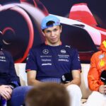 Max Verstappen of Oracle Red Bull Racing, Alexander Albon of Williams and Charles Leclerc of Ferrari attend a press conference, ahead of the F1 Grand Prix of Monaco