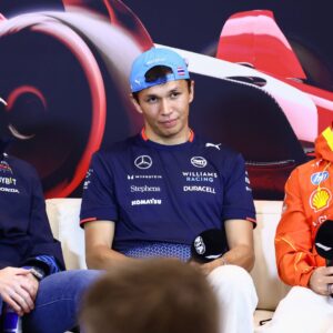 Max Verstappen of Oracle Red Bull Racing, Alexander Albon of Williams and Charles Leclerc of Ferrari attend a press conference, ahead of the F1 Grand Prix of Monaco