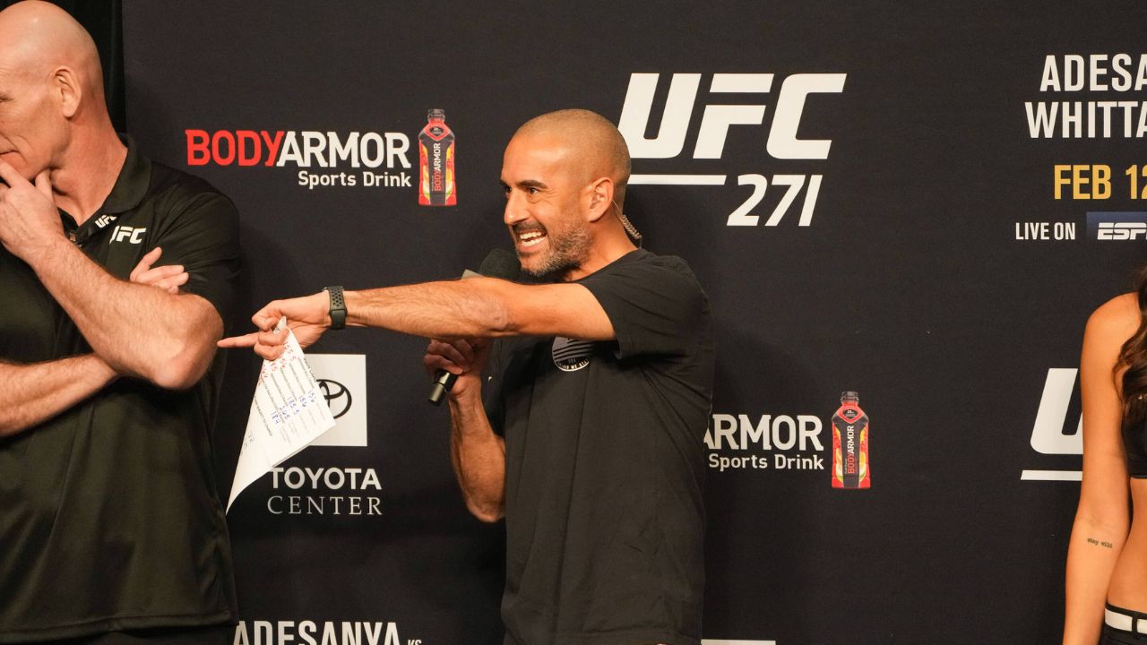 HOUSTON, TX - February 11: Jon Anik emcees at Toyota Center for UFC 271