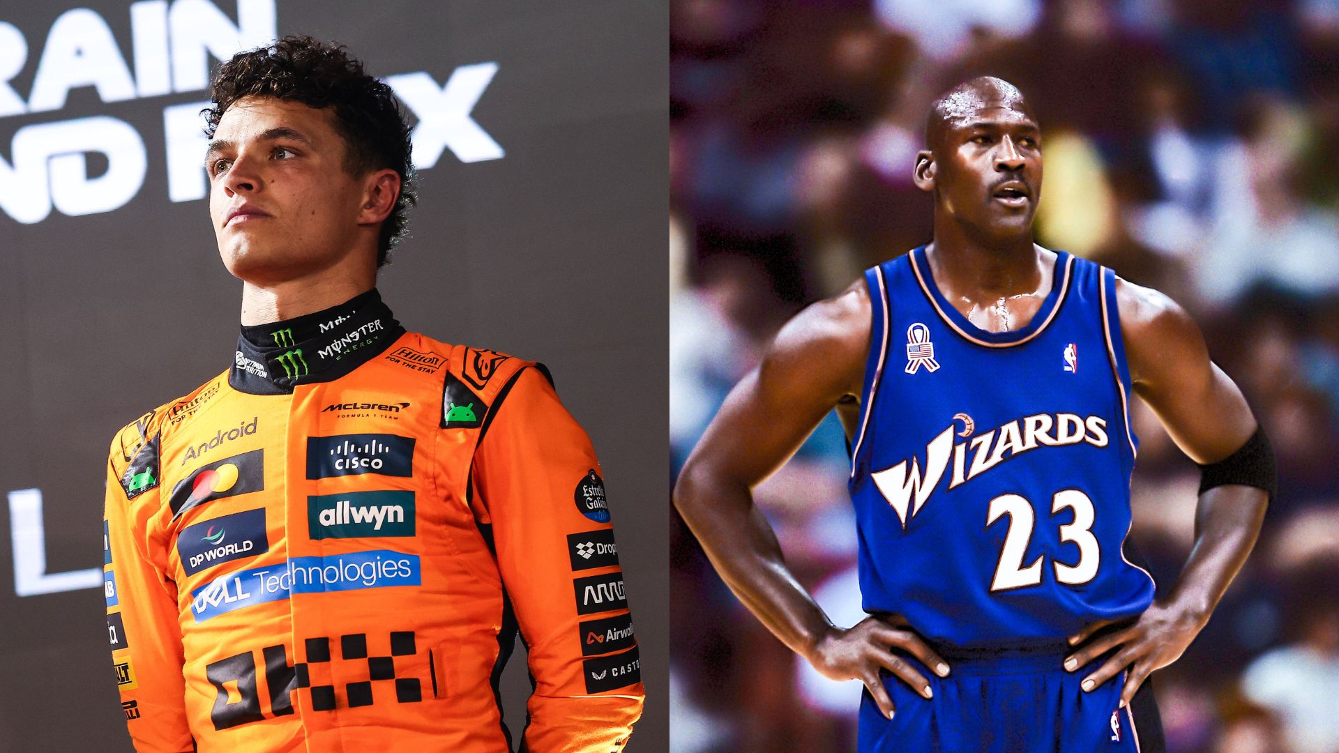 Lando Norris (L) and Michael Jordan (R)