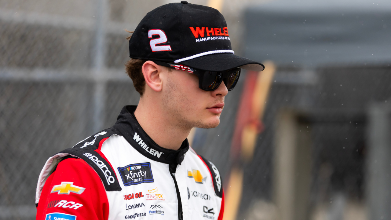 Feb 15, 2025; Daytona Beach, Florida, USA; NASCAR Xfinity Series driver Jesse Love (2) during qualifying for the United Rentals 300 at Daytona International Speedway. Mandatory Credit: Mark J. Rebilas-Imagn Images