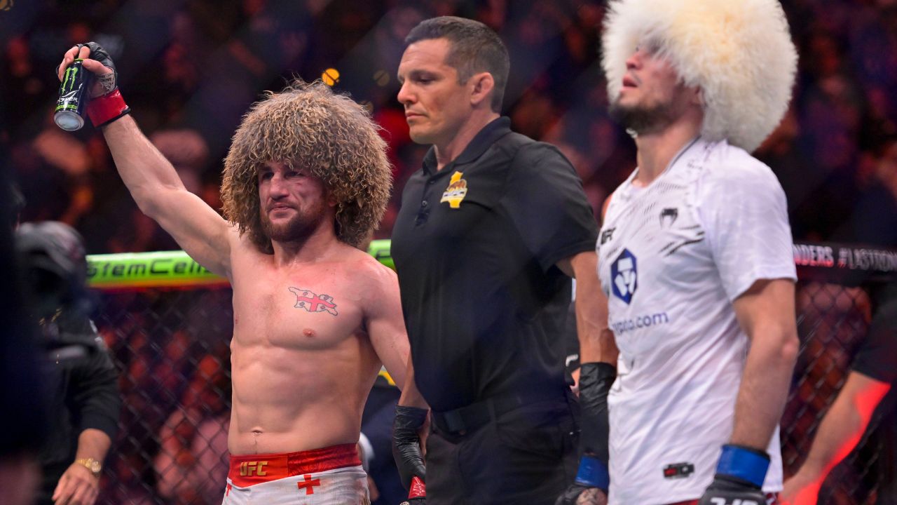 MERAB DVALISHVILI (19-4-0) of Tbilisi, Georgia defeats UMAR NURMAGOMEDOV (18-1-0) of Kizilyurt, Russia by unanimous decision (48-47, 48-47, 49-46) during UFC 311 at the Intuit Dome