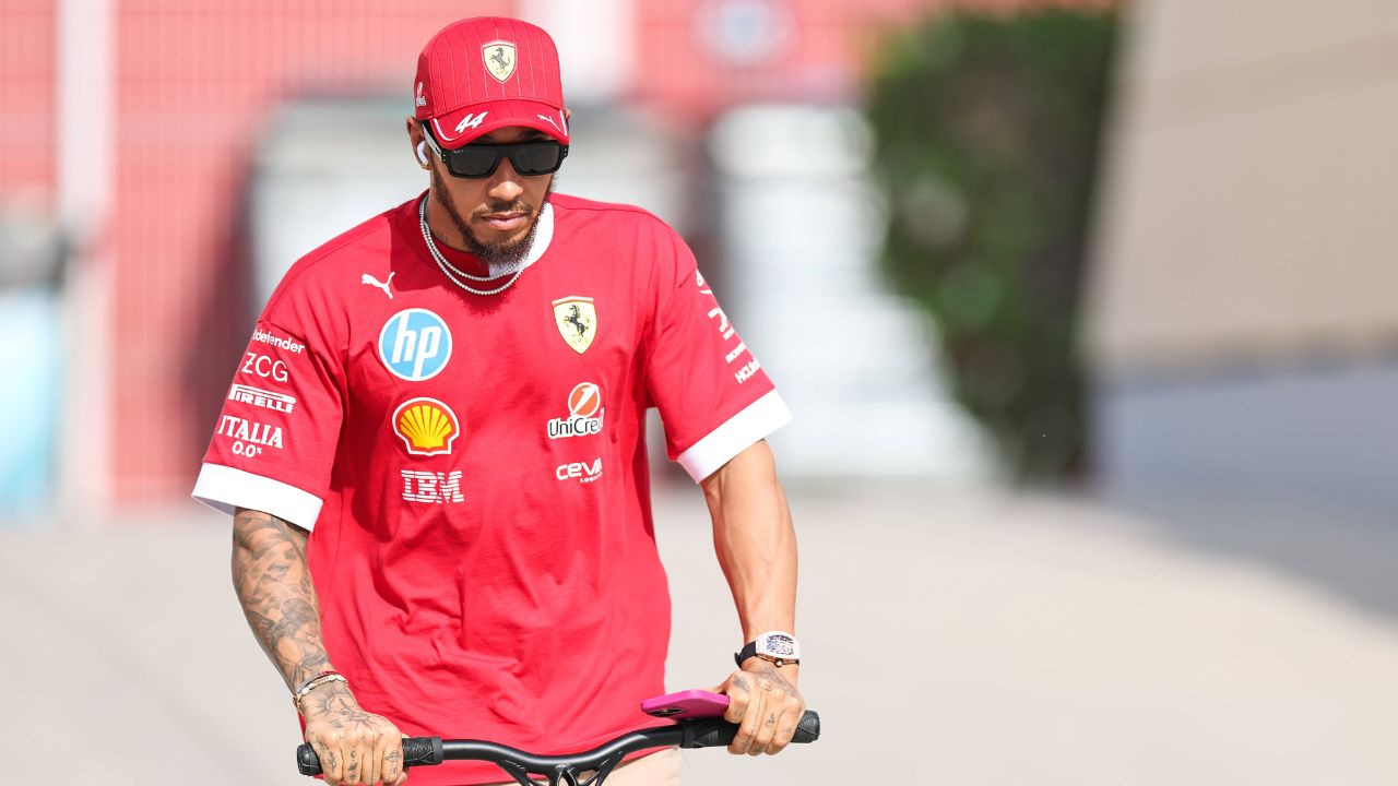 Qualifying Lewis Hamilton of Great Britain and Scuderia Ferrari looks on during qualifying ahead of the F1 Grand Prix of Bahrain at Bahrain International Circuit in Sakhir, Bahrain, on April 12, 2025