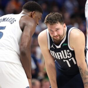 Luka Doncic and Anthony Edwards, Mavs v Wolves 2024 WCF