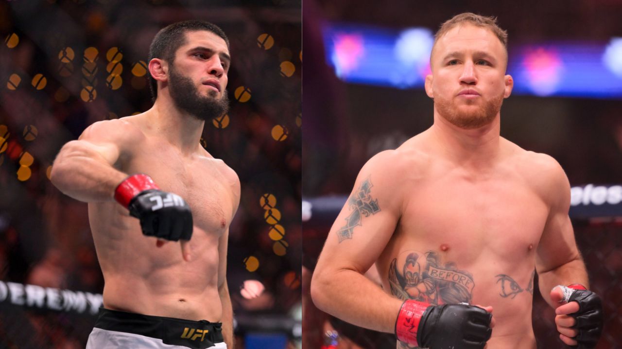 Islam Makhachev (L), Justin Gaethje (R)