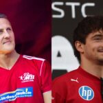 Michael Schumacher (L) and Charles Leclerc (R)