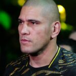 Alex Pereira (red gloves) prepares to fight Magomed Ankalaev (not pictured) during UFC 313 at T-Mobile Arena.