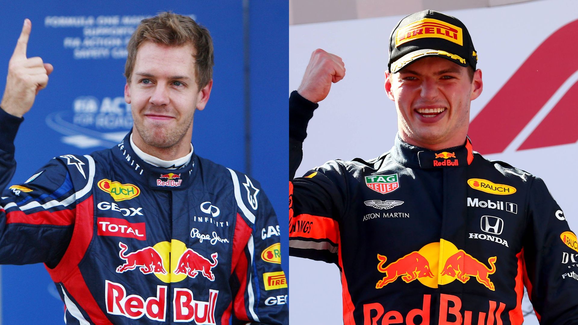 Sebastian Vettel (L) and Max Verstappen (R)