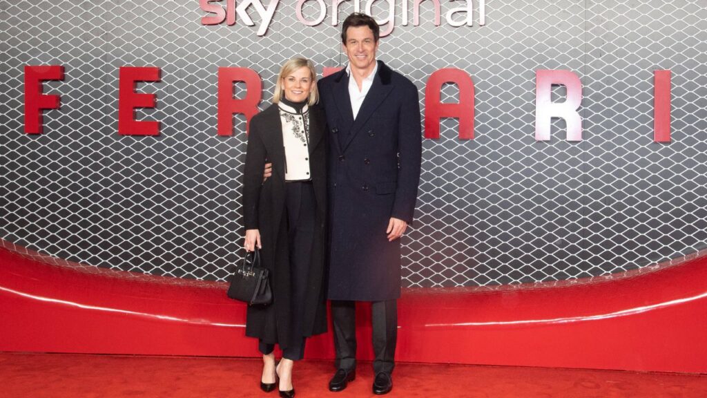 Ferrari UK Premiere Arrivals at Odeon Luxe, Leicester Square, London Mercedes-AMG Petronas F1 Team Principal Toto Wolff and wife Susie Wolff attends the UK Premiere of Ferrari at Odeon Luxe, Leicester Square, London, England, UK on Monday 4 December, 2023