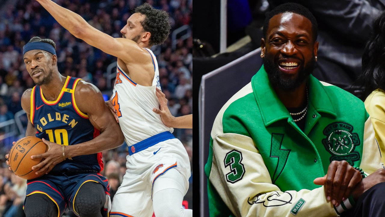 Jimmy Butler and Landry Shamet(L), Dwyane Wade(R)