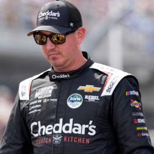 Apr 6, 2025; Darlington, South Carolina, USA; NASCAR Cup Series driver Kyle Busch (8) during intros during the Goodyear 400 at Darlington Raceway. Mandatory Credit: Jim Dedmon-Imagn Images